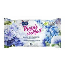 Салфетка влажная AURA Tropiс cocktail освежающ.pocket-pack 15шт (09792) ЛД