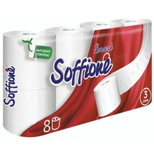 Бумага туалетная Soffione smart белая 3сл.8 рул 15,2м(8)
