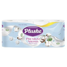 Туалетная бум.Plushe Premium Aroma Жемчуг и хлопок 3-х сл.16м 8рул.1/8
